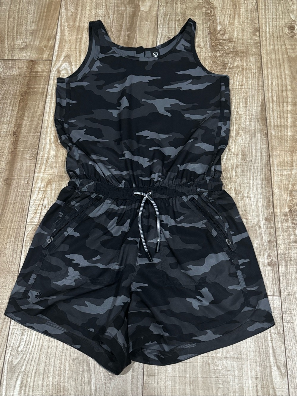 Athleta Black & Gray Camo Girls' Athletic Romper